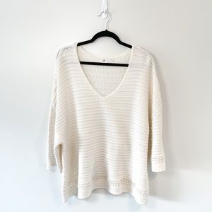 GAP Off-White Crochet Style Knit Sweater Size XXL